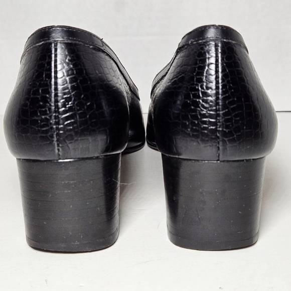 Vtg Salvatore Ferragamo Black Wmn A4 Extra Narrow Croc Embossed Pumps - Picture 7 of 10